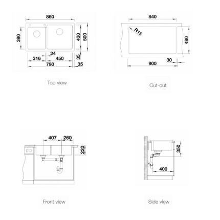 Chậu rửa chén Blanco PLEON 9 Rock Grey 523058 4 chau rua blanco pleon 9 rock 1
