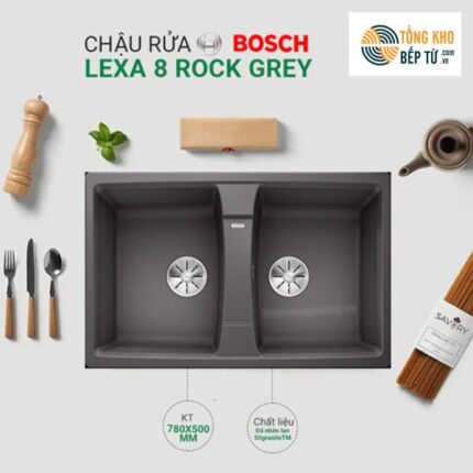 COMBO 10: Chậu rửa bát Bosch Blanco LEXA 8 Rock Grey + Vòi rửa bát Bosch Blanco FONTAS II Chrome 523128
