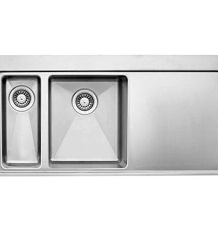 Chậu rửa bát đôi Dudoff SPOT MM2L (Thớt gỗ+rổ inox+khay cuộn)