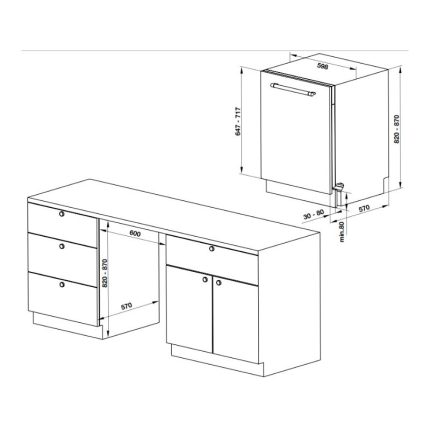 Kích thước Máy rửa bát Hafele HDW-FI60D 533.23.320