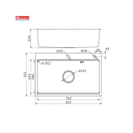 Thiết kế của Chậu rửa bát Workstation Undermount Sink KN8151TS Dekor