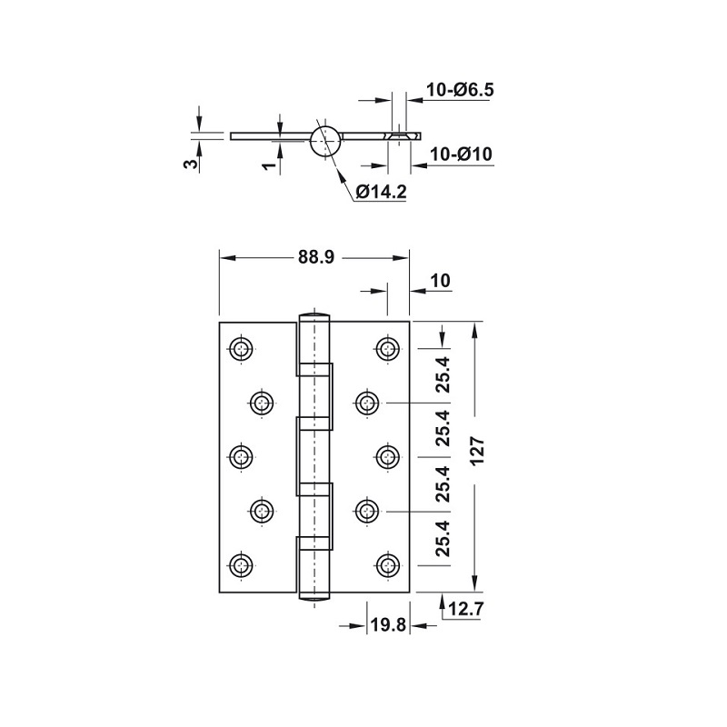 Kích thước Bản lề lá 4BB Hafele 926.25.505 Kích thước Bản lề lá 4BB Hafele 926.25.505
