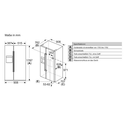 Kích thước Bosch KAD93ABEP