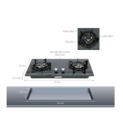 Cấu tạo bếp gas đôi Pramie PRMY-GS210 lắp âm