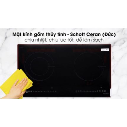 Mặt kính bếp từ kết hợp hồng ngoại Pramie PRMY-2105 2 vùng nấu lắp âm