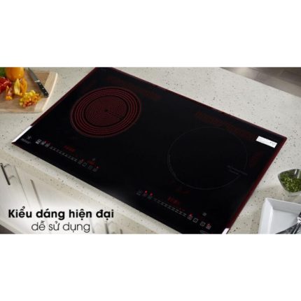 Thiết kế bếp từ kết hợp hồng ngoại Pramie PRMY-2105 2 vùng nấu lắp âm