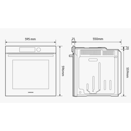 Kích thước lò nướng âm tủ 76 lít Samsung NV7B41201AS/SV