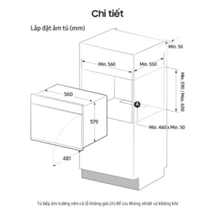 Lắp đặt lò nướng âm tủ 76 lít Samsung NV7B41201AS/SV