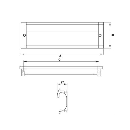 Kích thước tay nắm tủ âm 173mm Hafele 151.76.923
