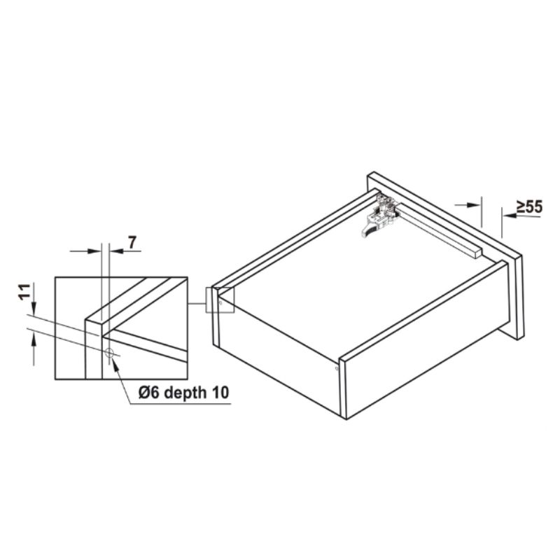 Thông số lắp đặt ray âm EPC Evo 400mm giảm chấn Hafele 433.32.073 Thông số lắp đặt ray âm EPC Evo 400mm giảm chấn Hafele 433.32.073