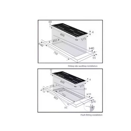 Bếp từ Brandt 4 vùng nấu BPI384BH lắp âm 4 Kích thước bếp từ Brandt 4 vùng nấu BPI384BH lắp âm
