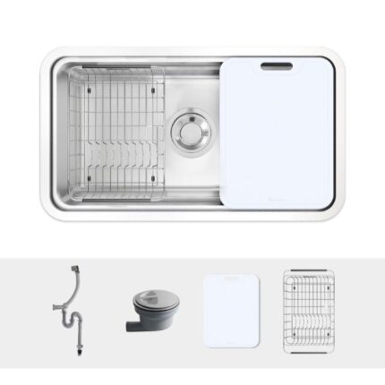 Chi tiết chậu rửa bát inox 1 hố Konox KN8347SU Dekor Basic