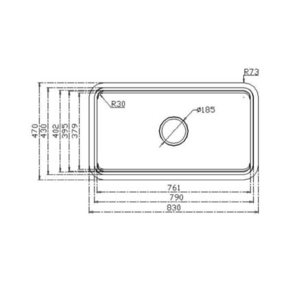 Kích thước chậu rửa bát inox 1 hố Konox KN8347SU Dekor Basic