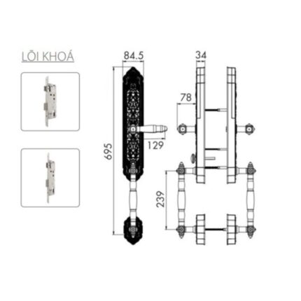 Kích thước khóa thông minh Avolock AC-999F-G