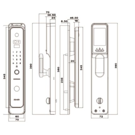 Kích thước khóa cửa điện tử Avolock AV-69-IN