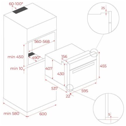 Kích thước lò hấp kết hợp nướng Teka MAESTRO HLC 8470 SC BK 111230011