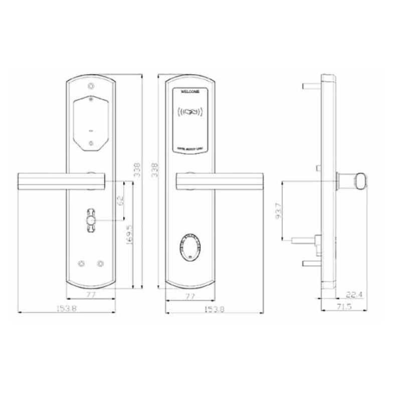 Kích thước khóa điện tử Hyundai HY-HL04 Black Kích thước khóa điện tử Hyundai HY-HL04 Black