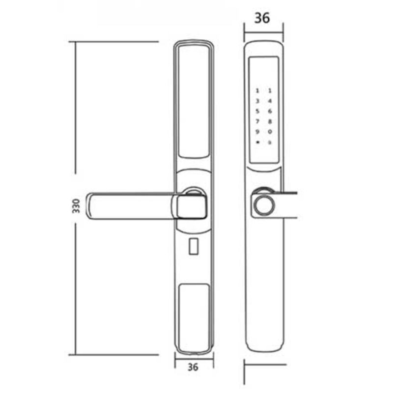 Kích thước khóa điện tử Hyundai HY-SLS003 Black Kích thước khóa điện tử Hyundai HY-SLS003 Black