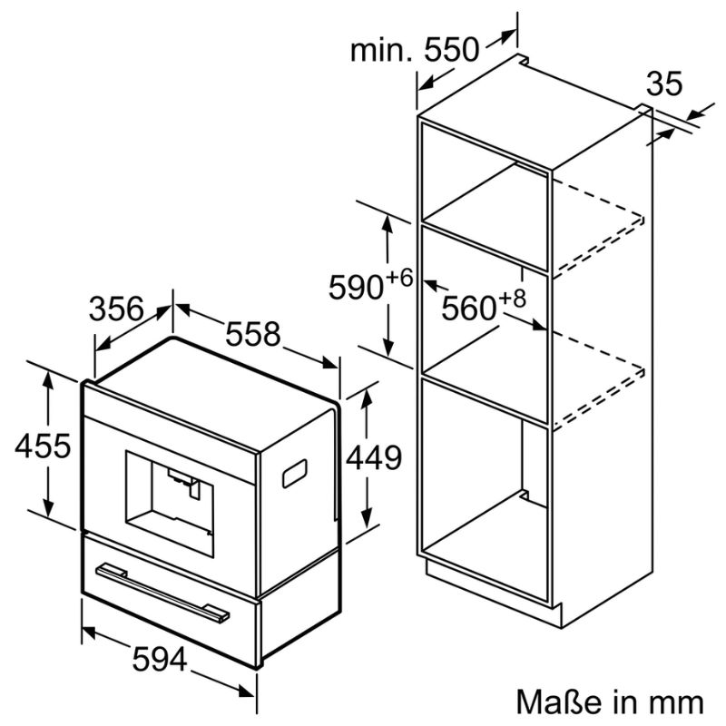 Kích thước máy pha cà phê Siemens CT636LES6 iQ700 Kích thước máy pha cà phê Siemens CT636LES6 iQ700