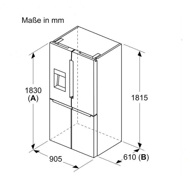 Kích thước tủ lạnh 4 cánh 574 lít Bosch KFI96AXEA Kích thước tủ lạnh 4 cánh 574 lít Bosch KFI96AXEA