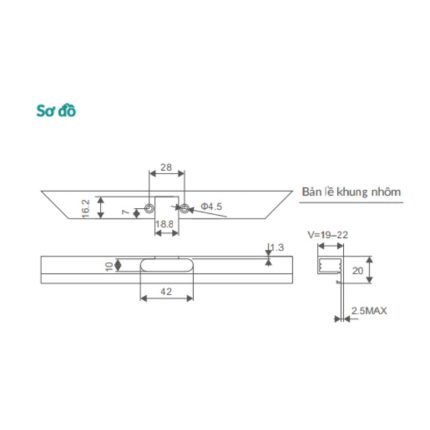 Bản lề GrandX Capella cho cửa nhôm XC.A107A2 3 so do ban le grandx capella cho cua nhom xc a107a2